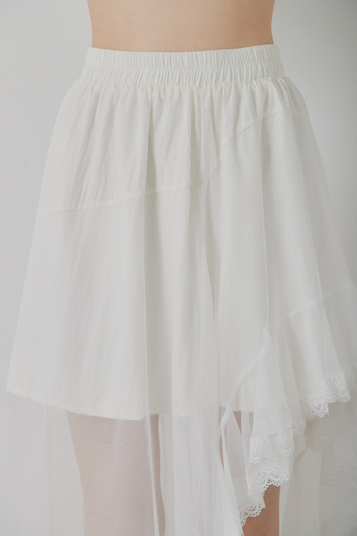 アシンメトリーシアーフリルスカート