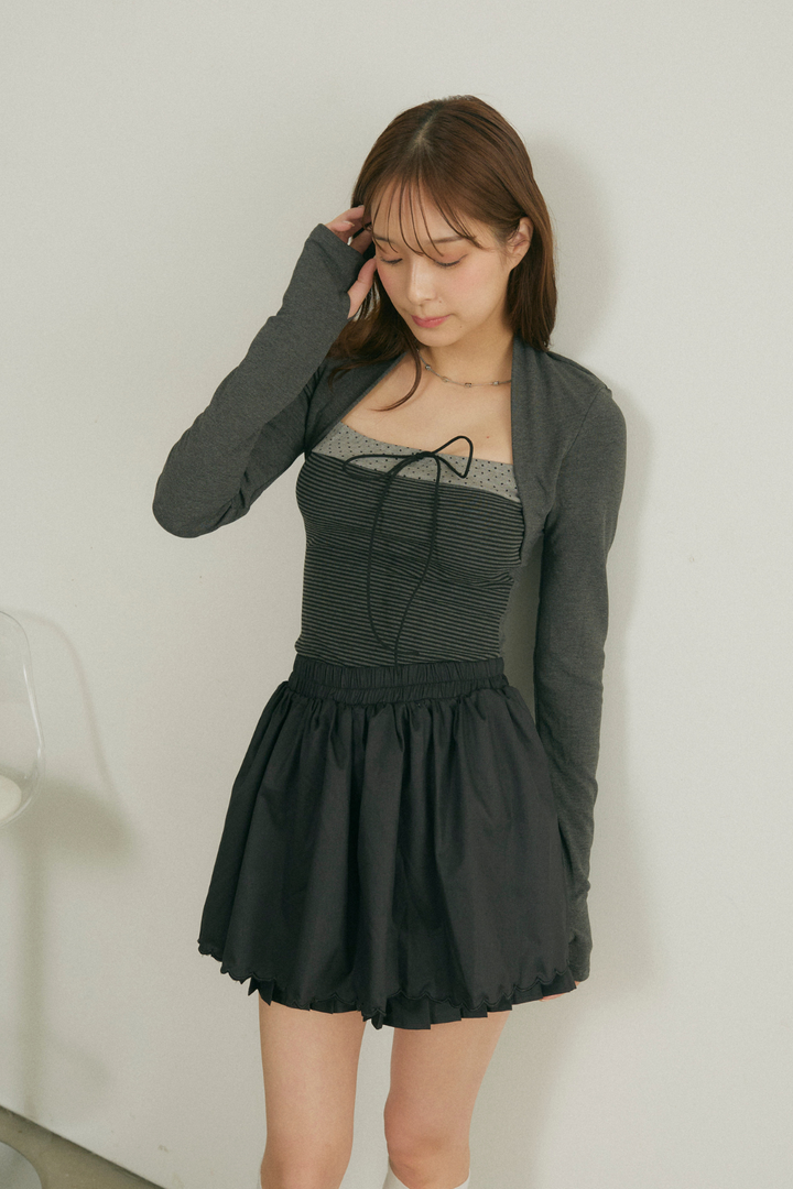 ボレロライクボーダードッキングトップス