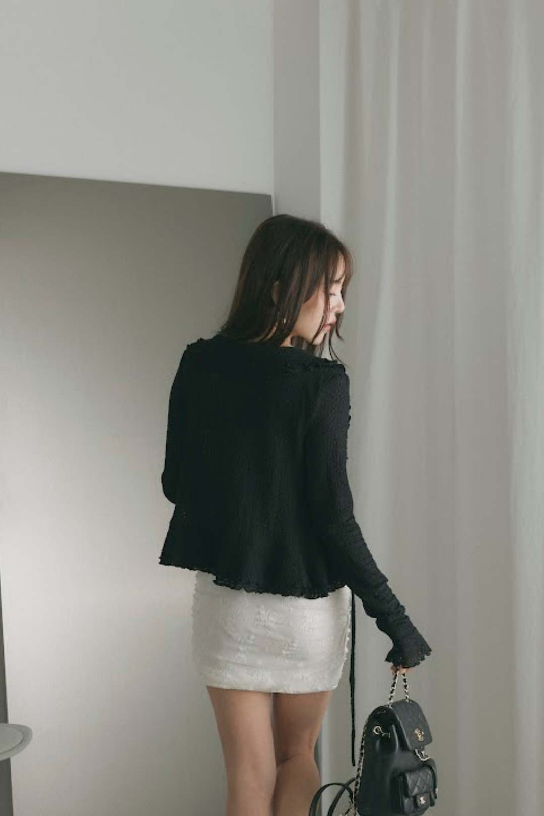 ダブルリボンシアーフリルカーディガン