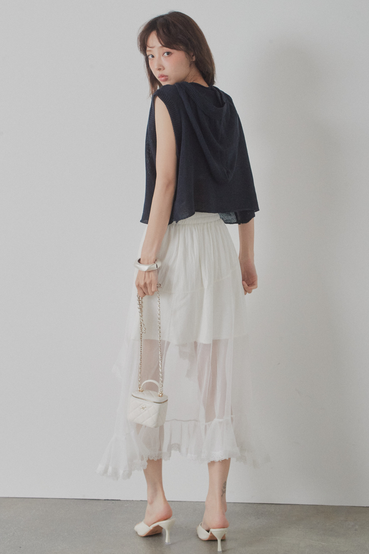 アシンメトリーシアーフリルスカート