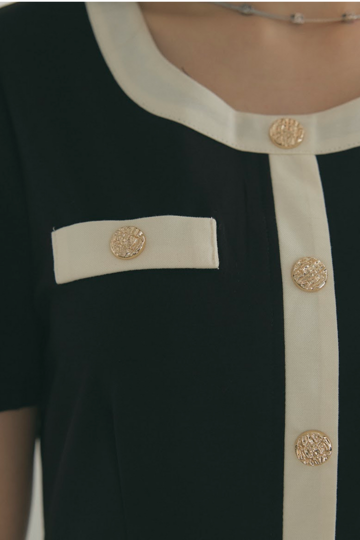 バイカラーパイピングワンピース