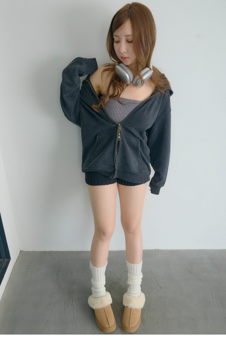 カップ付きリブベアトップ