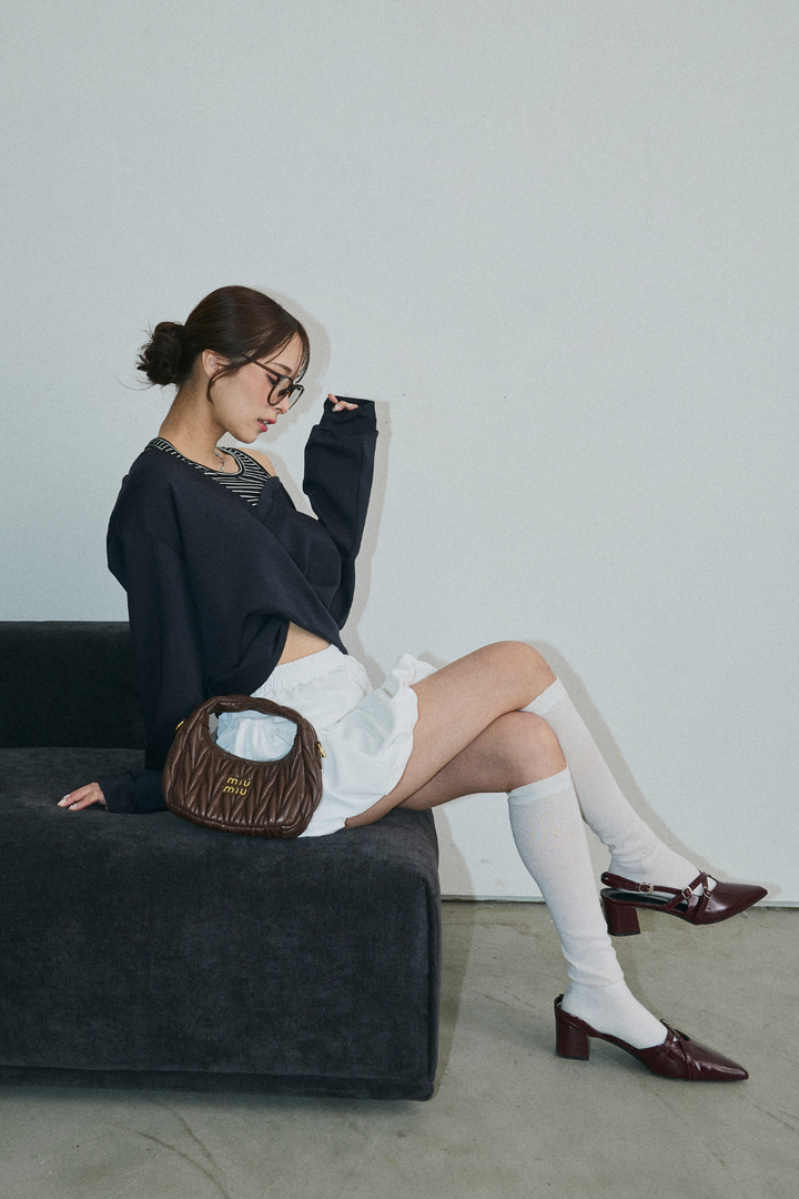 レイヤードクロスショートトップス