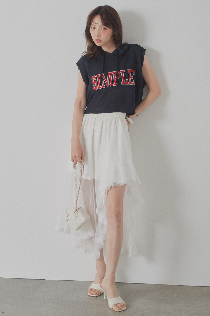 アシンメトリーシアーフリルスカート