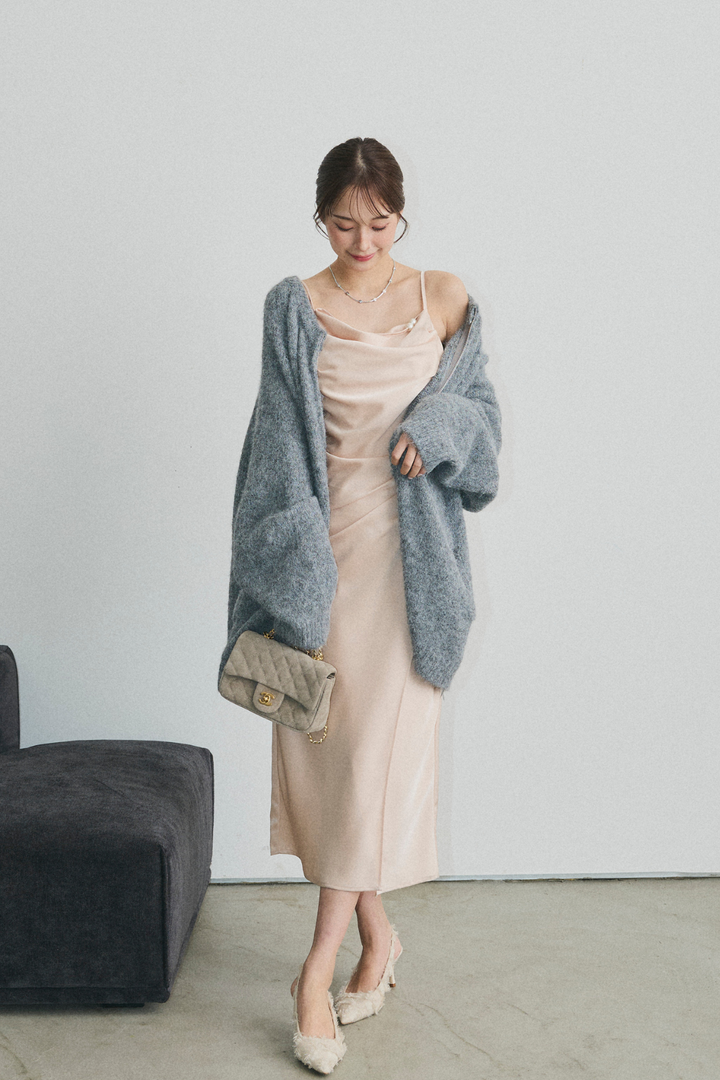 ジップアップロングニットカーディガン