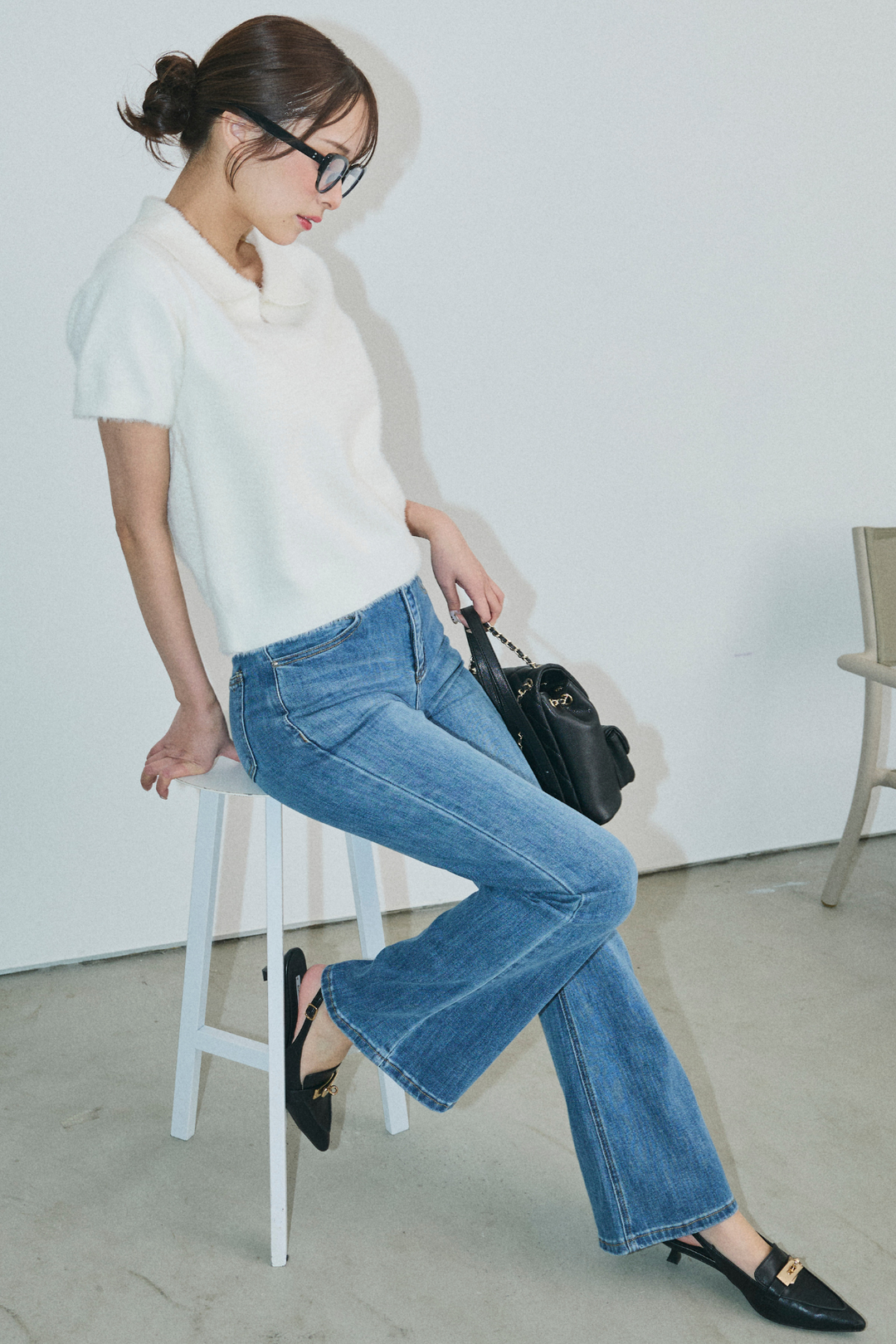 シャギーニットポロトップス