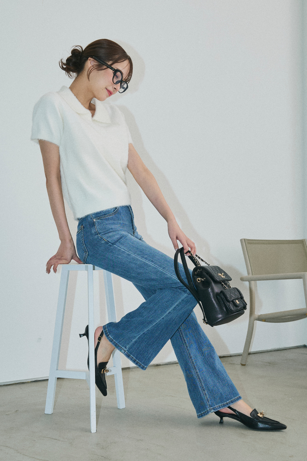 シャギーニットポロトップス