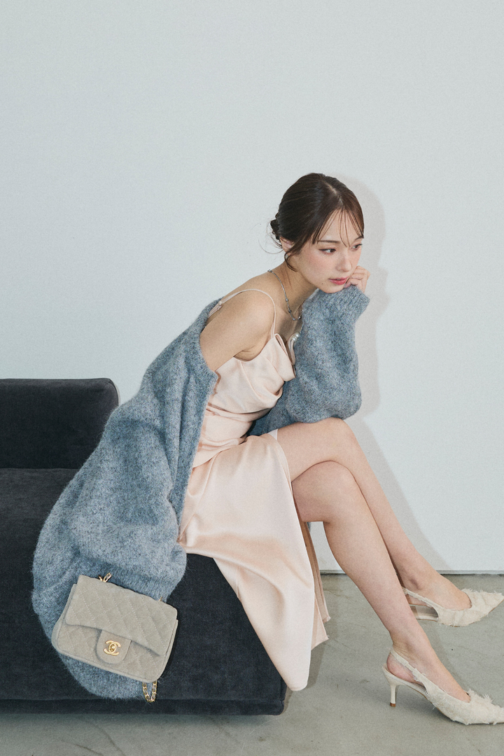 ジップアップロングニットカーディガン