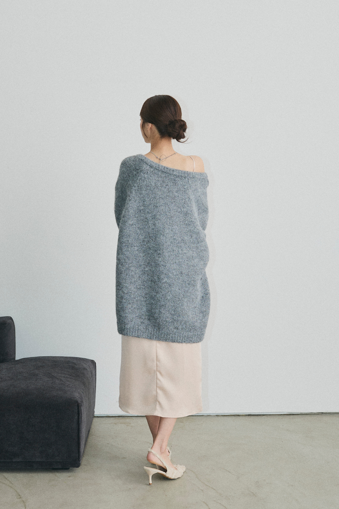 ジップアップロングニットカーディガン