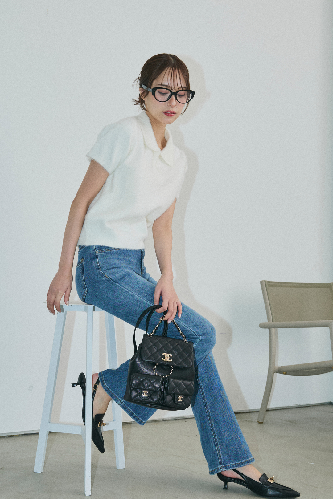 シャギーニットポロトップス