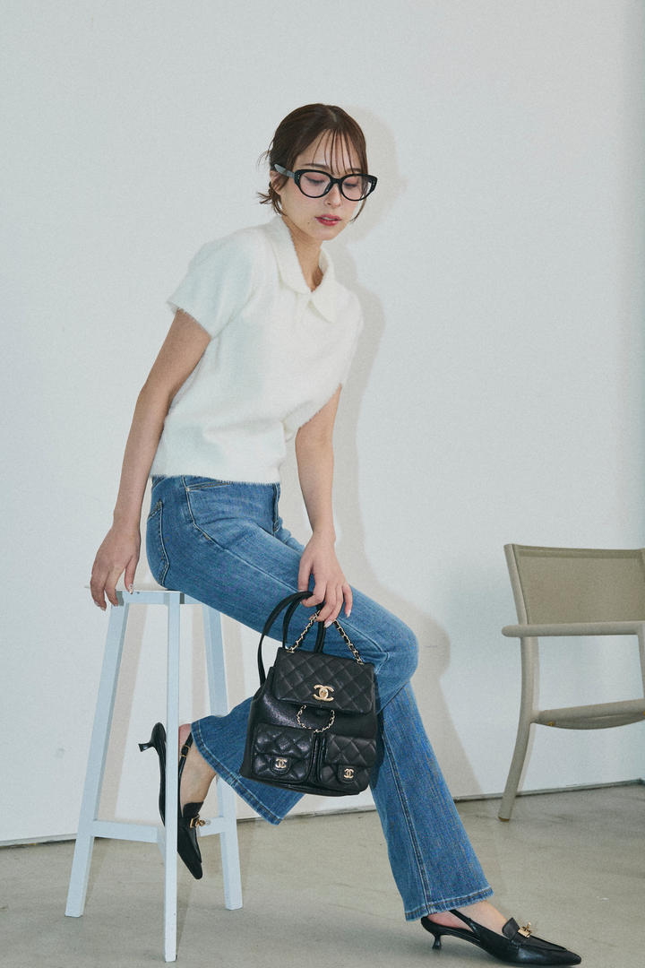 シャギーニットポロトップス