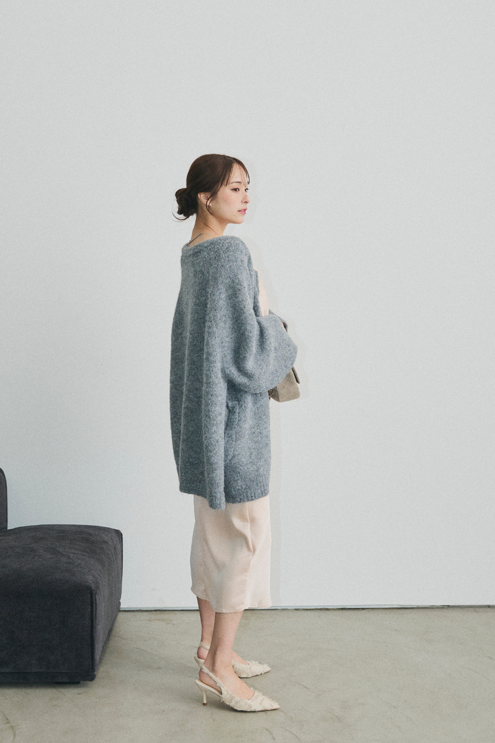 ジップアップロングニットカーディガン