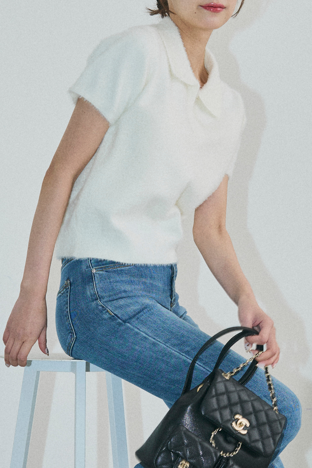 シャギーニットポロトップス