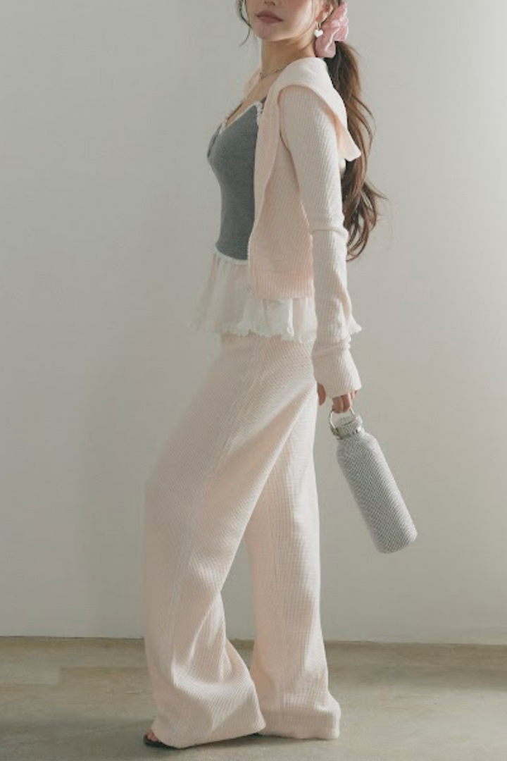 ワッフルレースパーカー＆パンツセットアップ