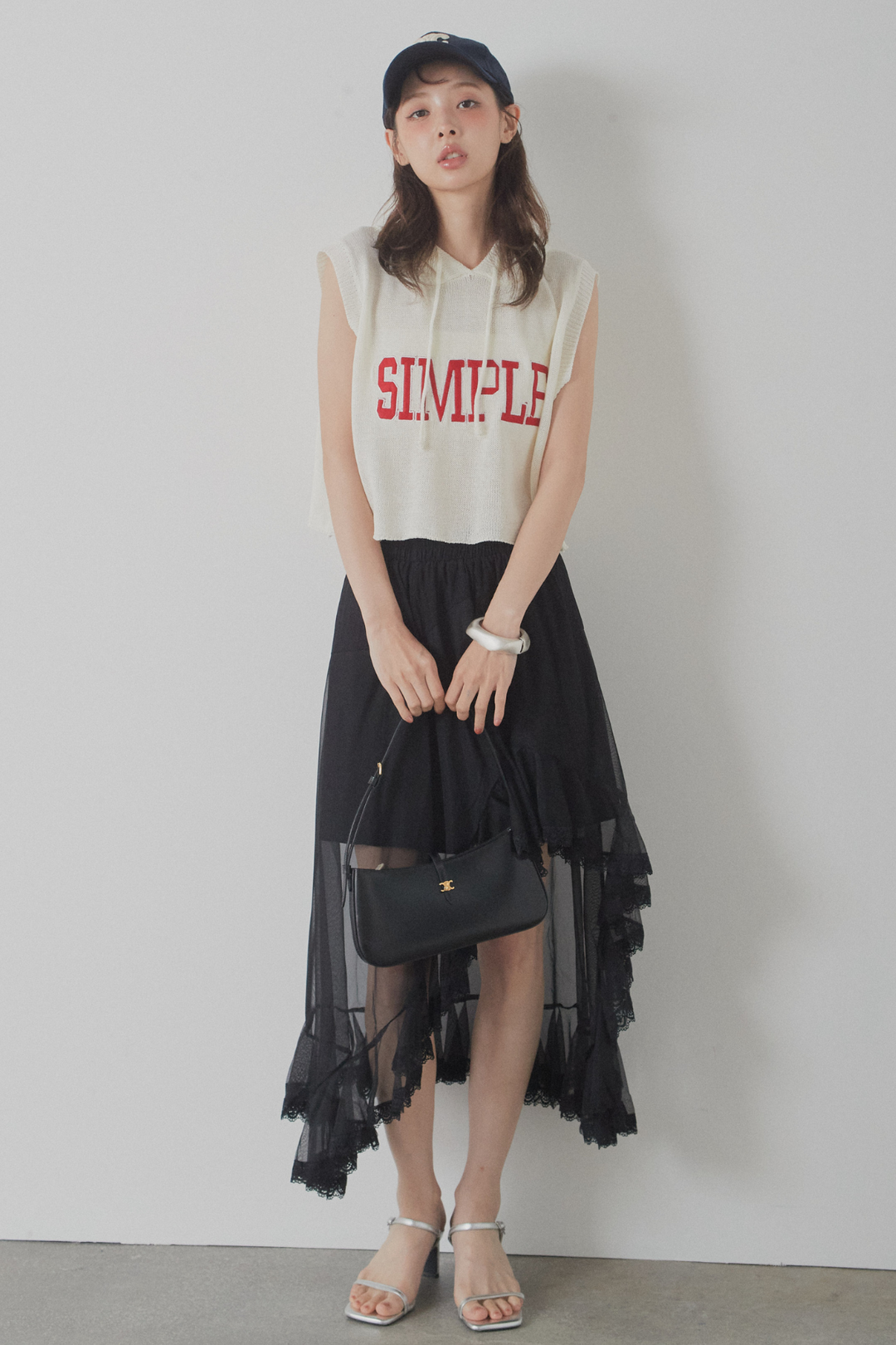 アシンメトリーシアーフリルスカート