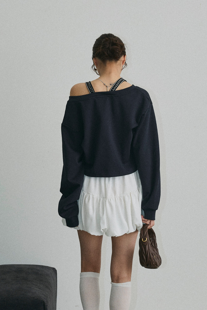 レイヤードクロスショートトップス