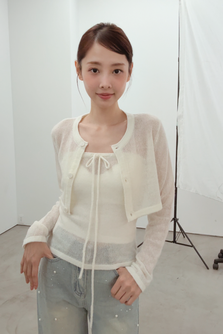 シアーニットショート丈カーデ&2WAYトップスセット