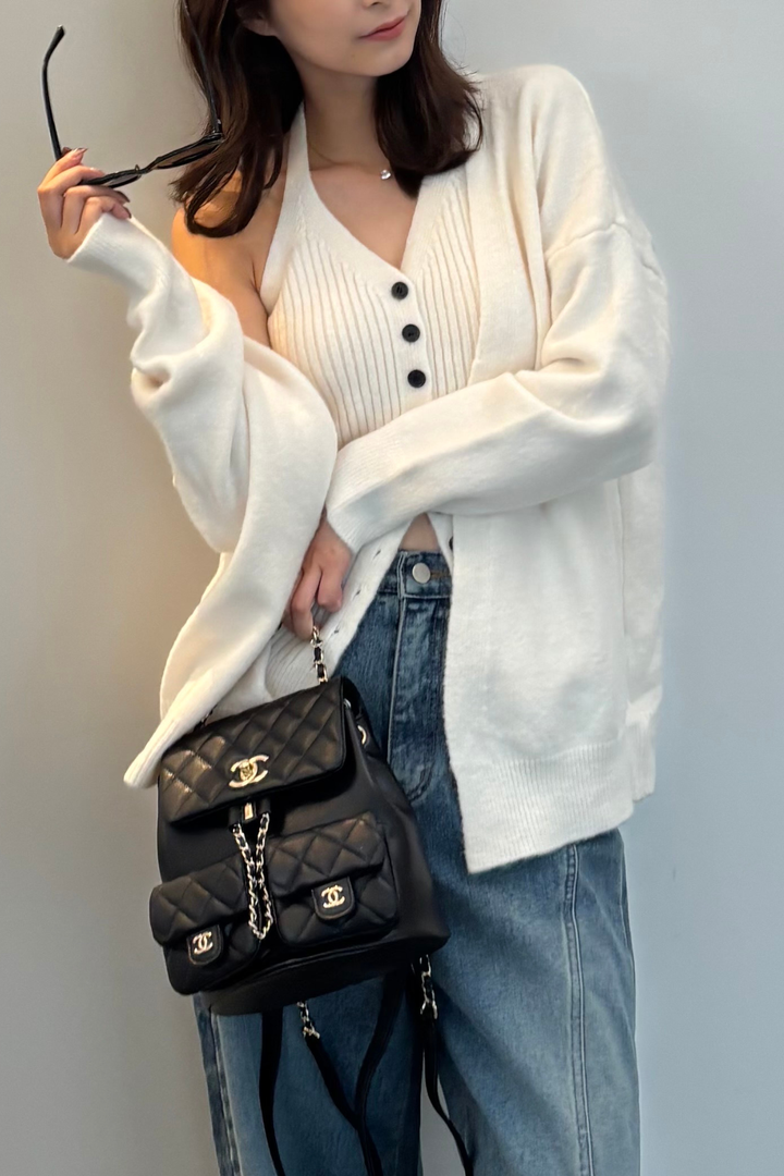 リブニットカーデセット