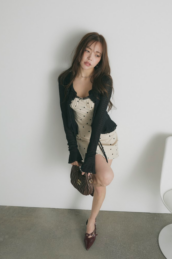 ダブルリボンシアーフリルカーディガン