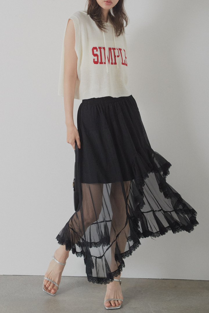 アシンメトリーシアーフリルスカート