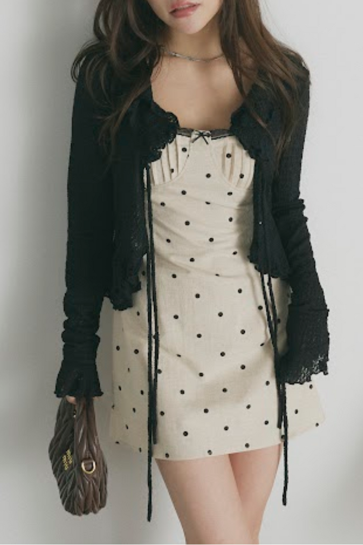 ダブルリボンシアーフリルカーディガン