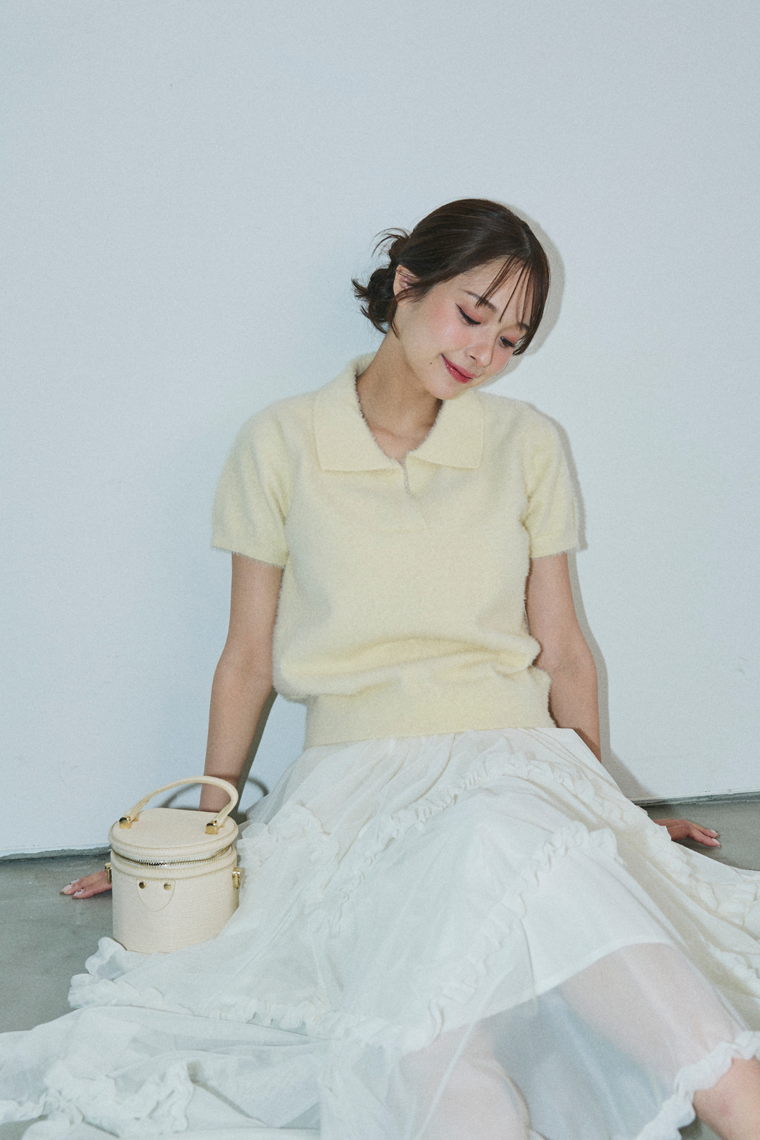 シャギーニットポロトップス