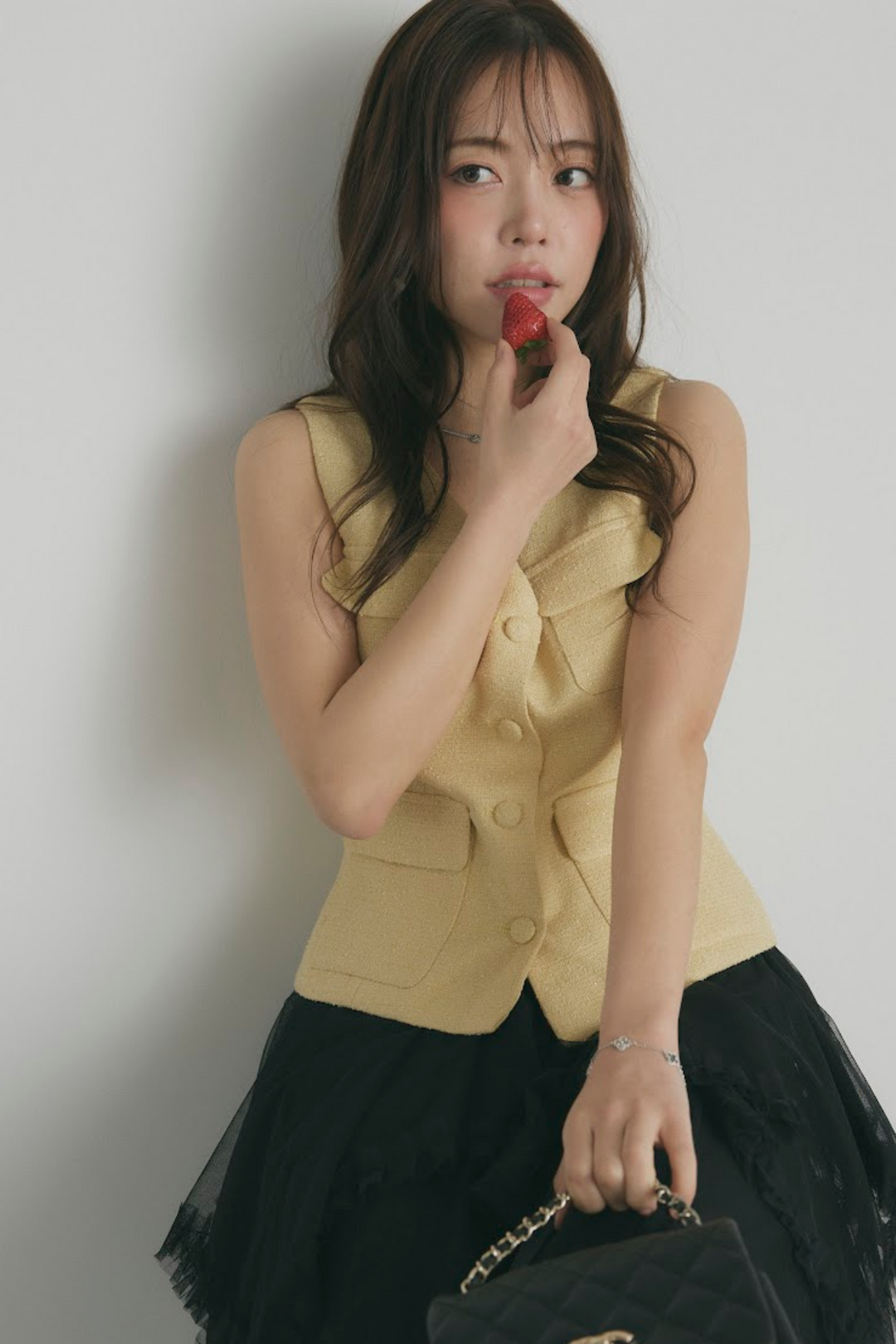 カラーツイードVネックジレ