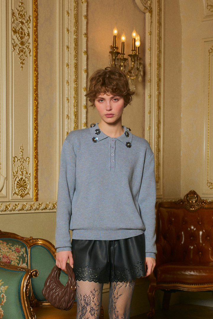 ビジューカラーニット