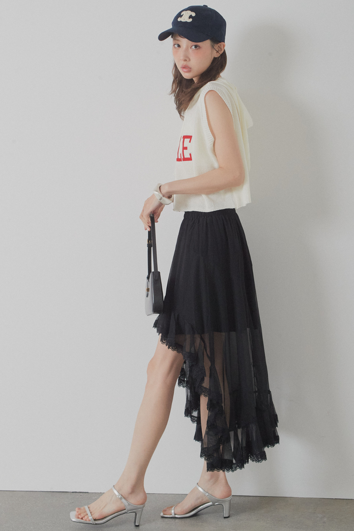 アシンメトリーシアーフリルスカート