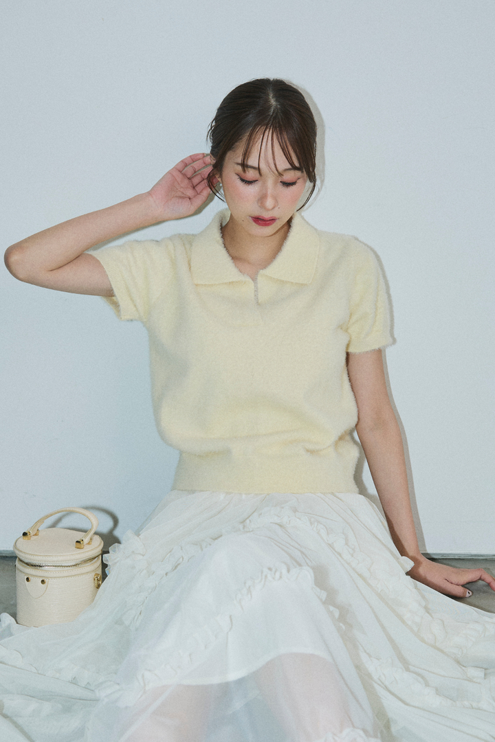 シャギーニットポロトップス