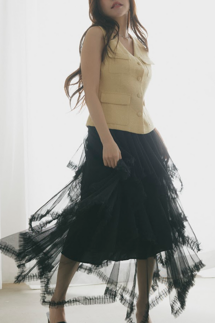 Tulle Tiered Long Skirt