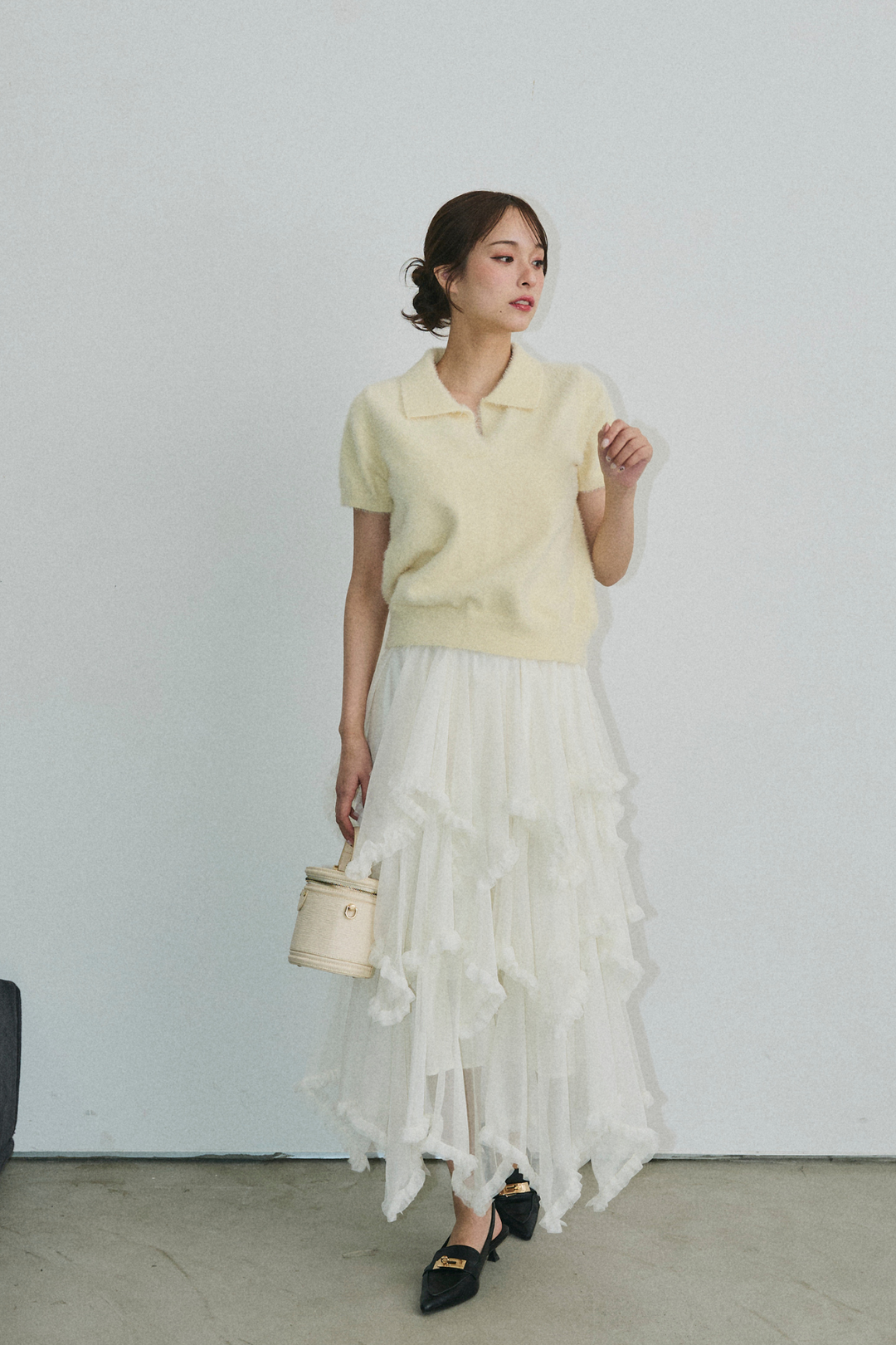 シャギーニットポロトップス