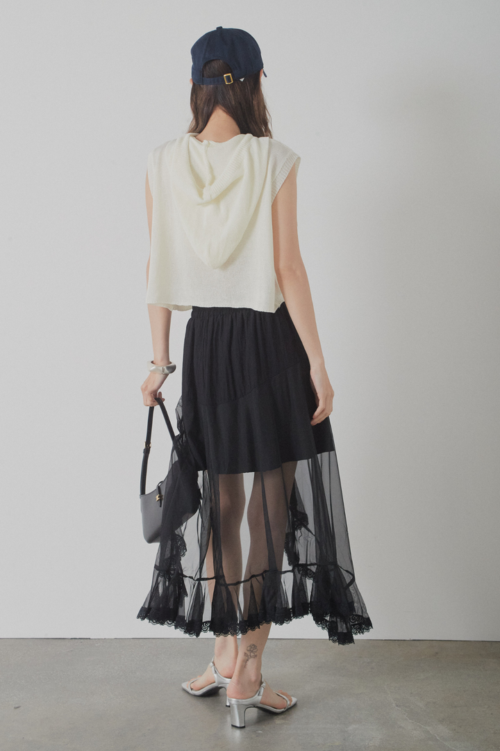 アシンメトリーシアーフリルスカート