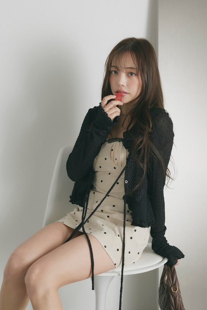 ダブルリボンシアーフリルカーディガン