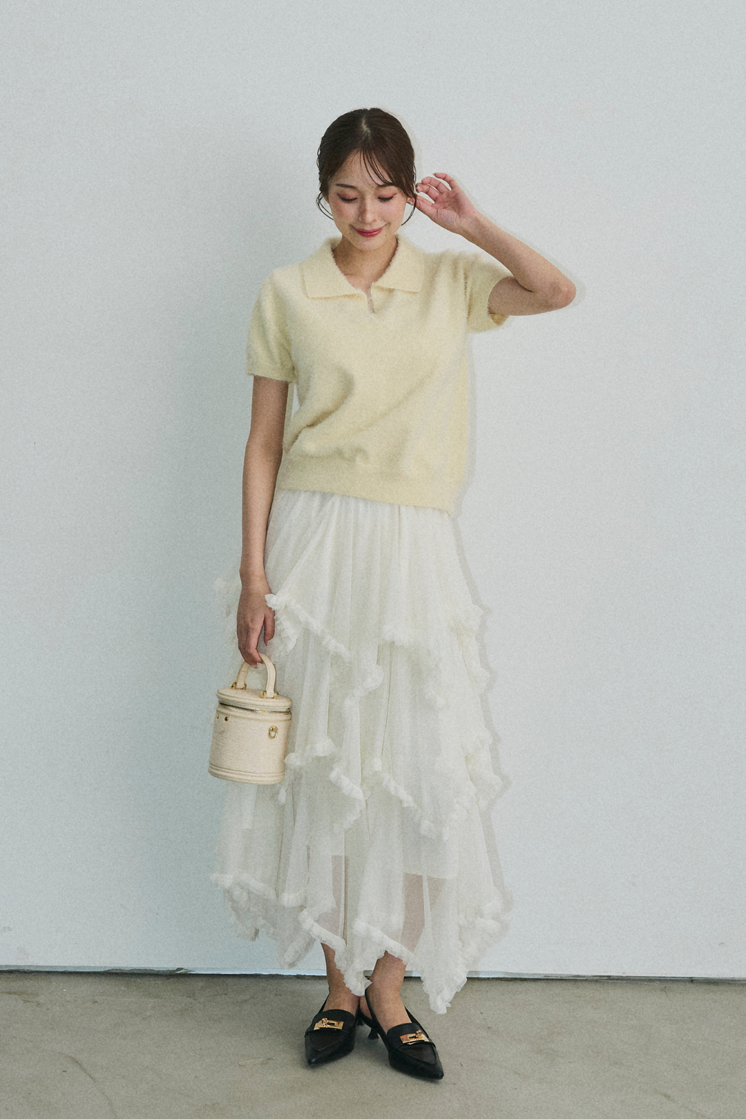 シャギーニットポロトップス