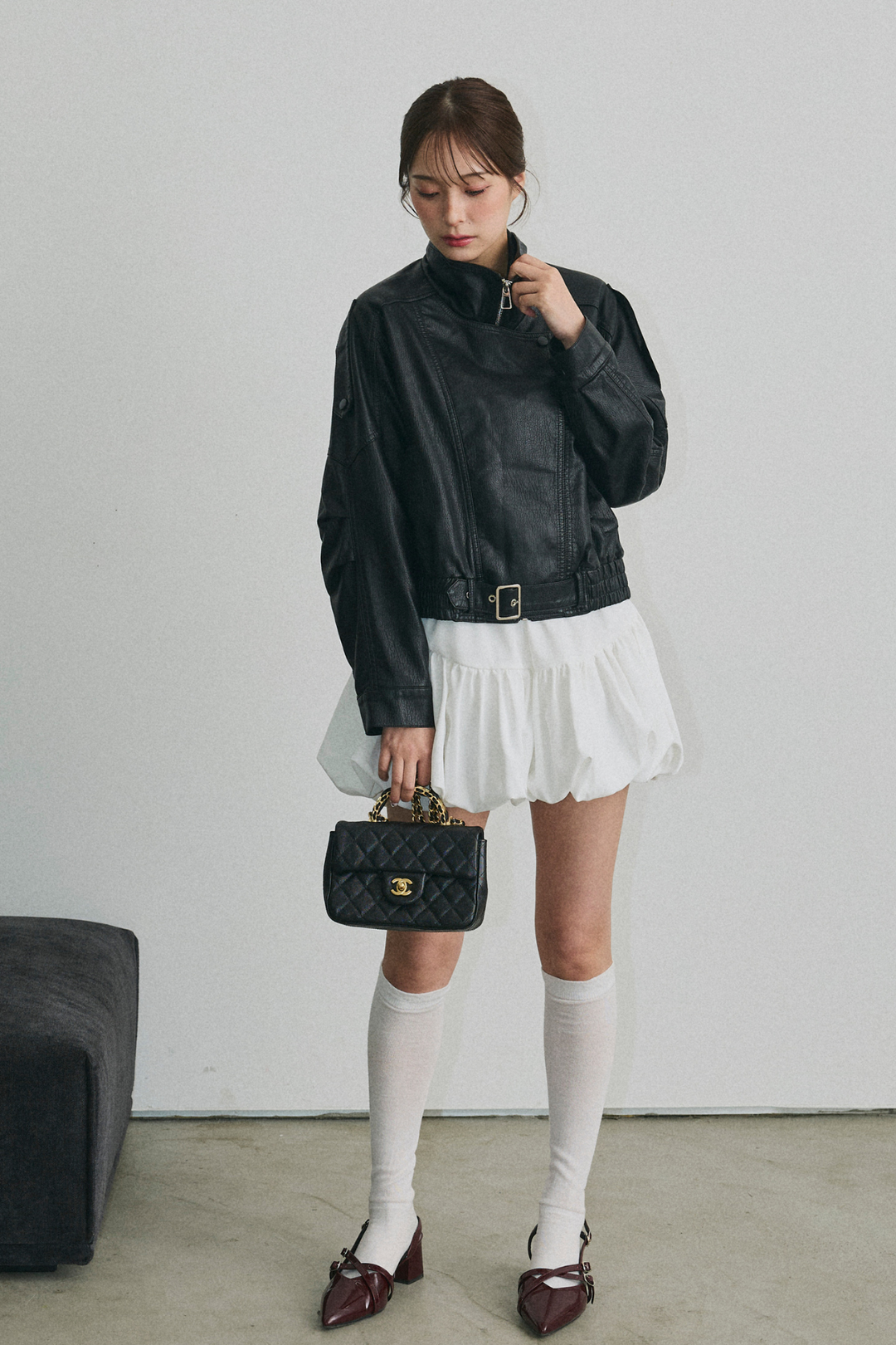 ショート丈ライダースジャケット