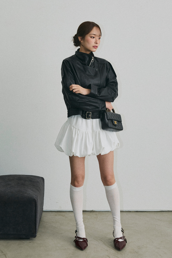 ショート丈ライダースジャケット