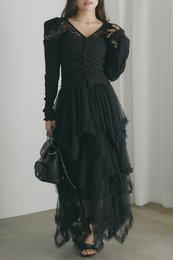 Tulle Tiered Long Skirt