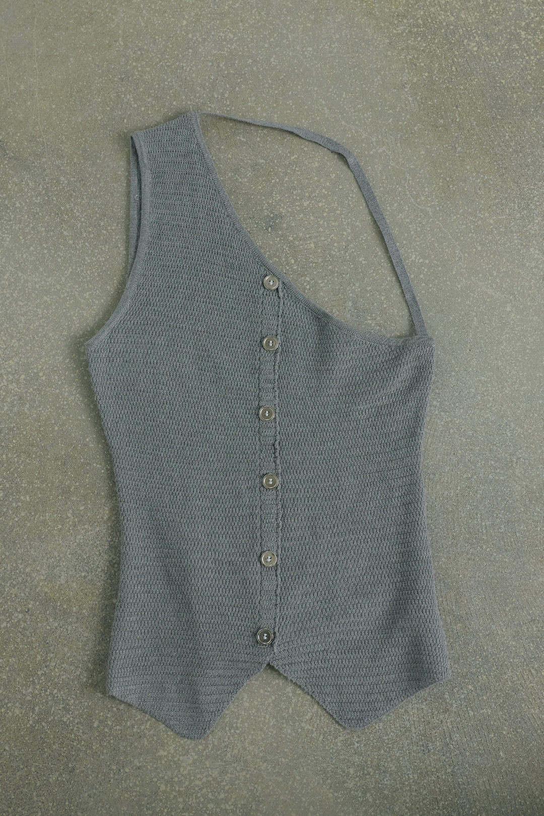 アシンメトリーカットサマーニットトップス