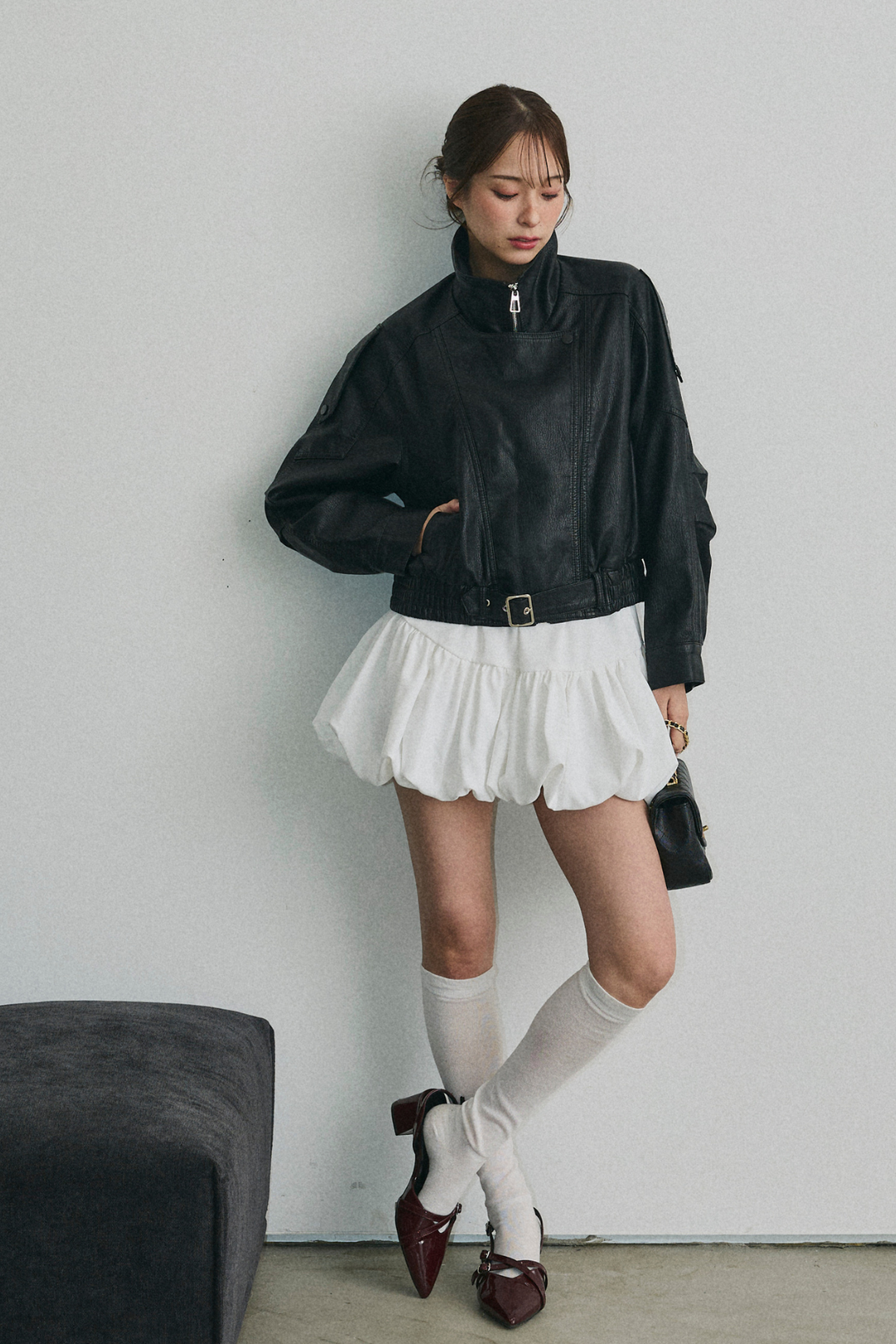 ショート丈ライダースジャケット