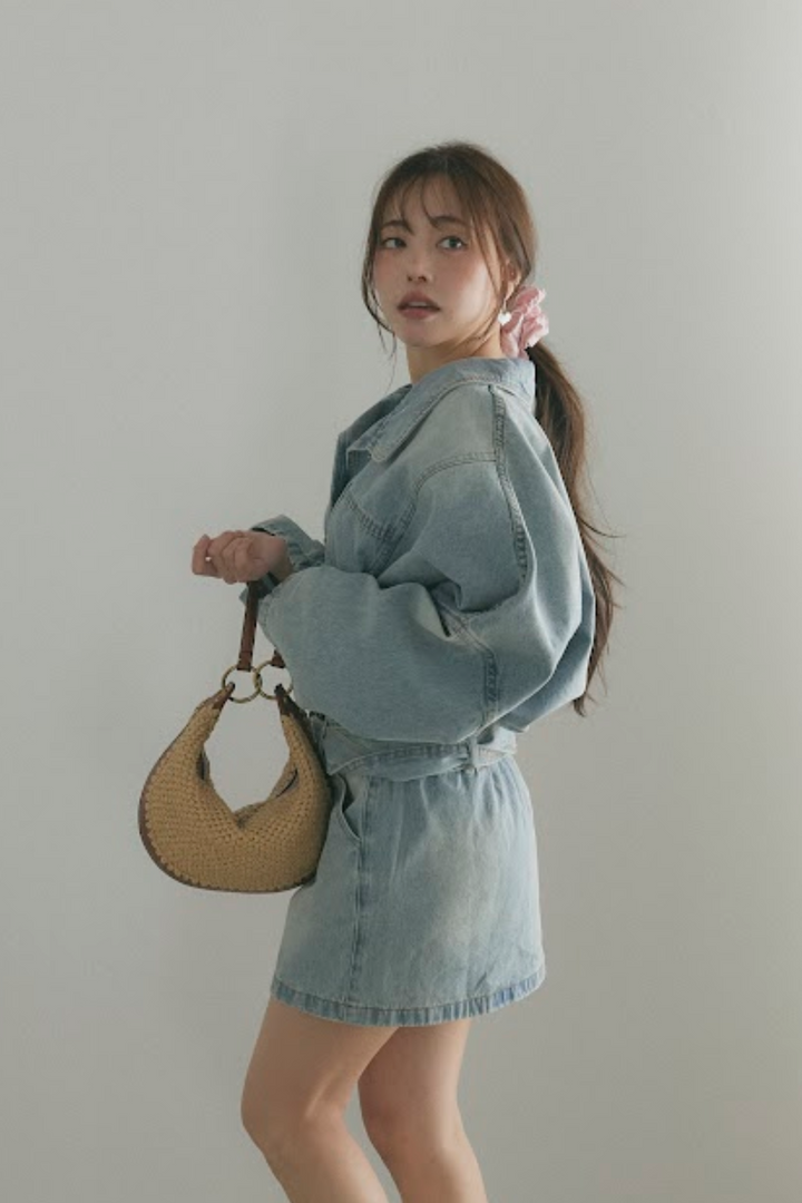 ウォッシュドデニムミニワンピース