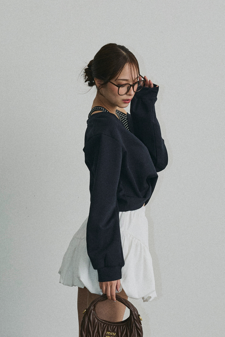 レイヤードクロスショートトップス