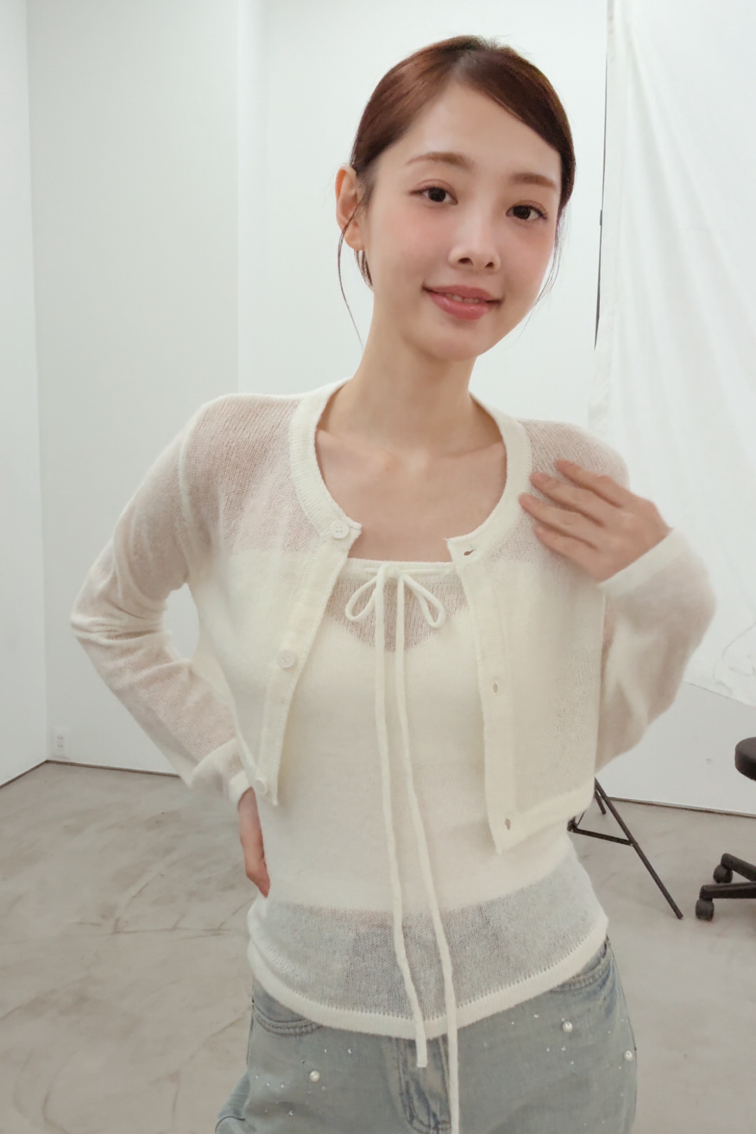 シアーニットショート丈カーデ&2WAYトップスセット