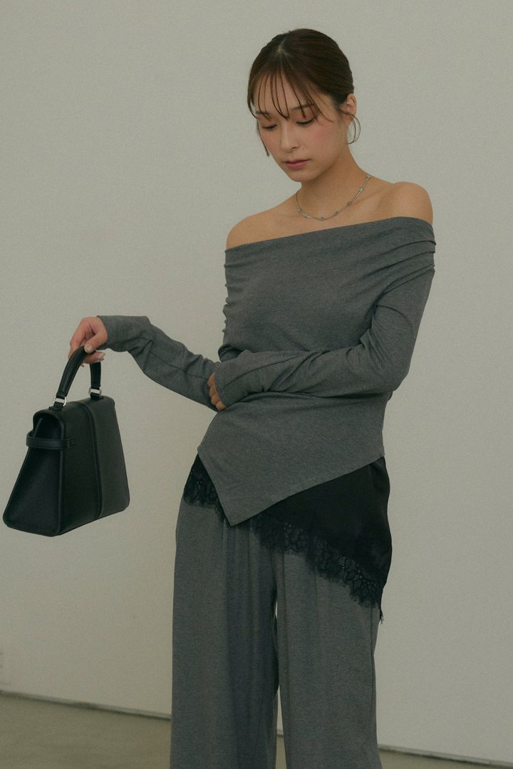 レースサテンアシメキャミソール