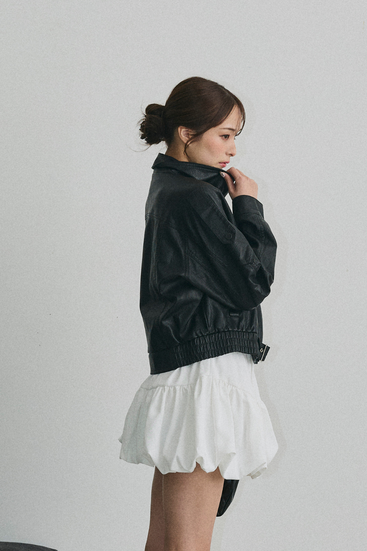 ショート丈ライダースジャケット