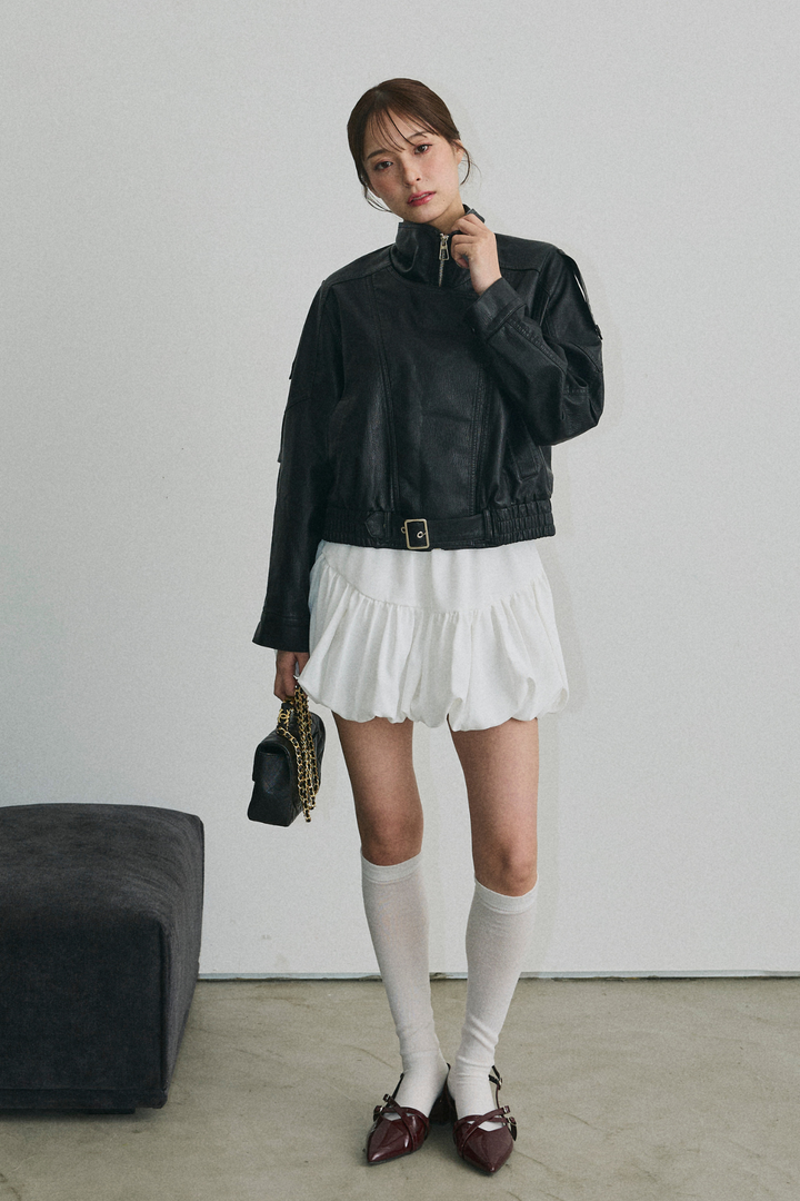 ショート丈ライダースジャケット