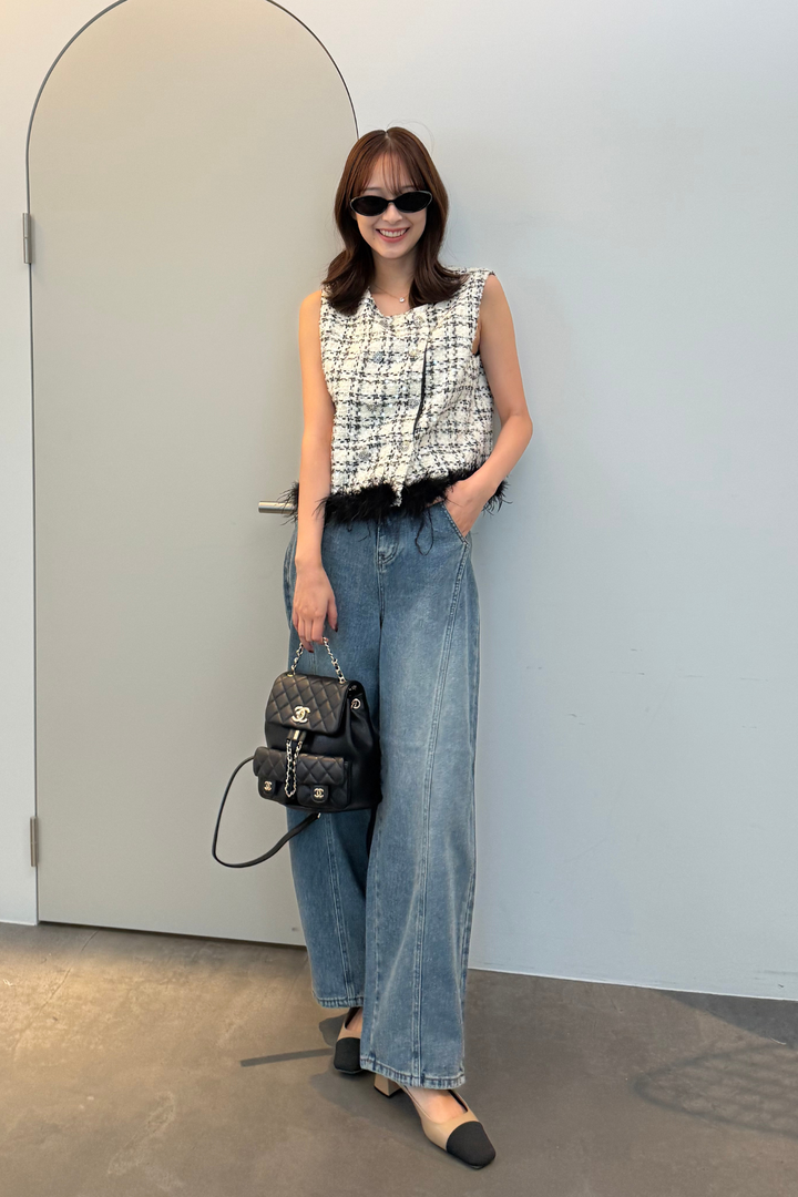 ツイードファートップス