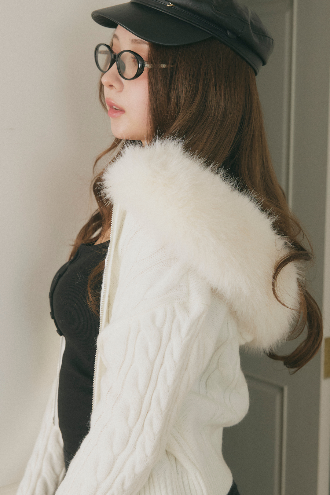 ファーフードパーカー