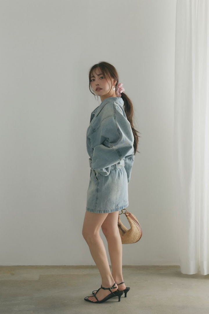ウォッシュドデニムミニワンピース