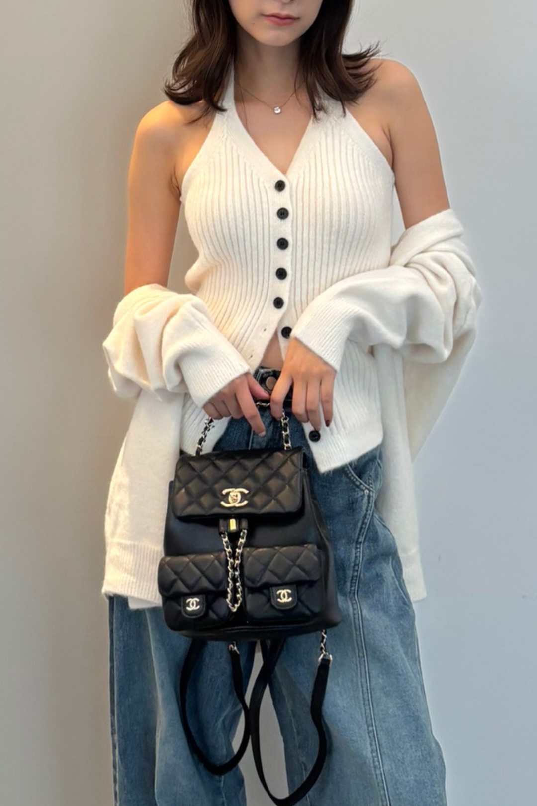 リブニットカーデセット